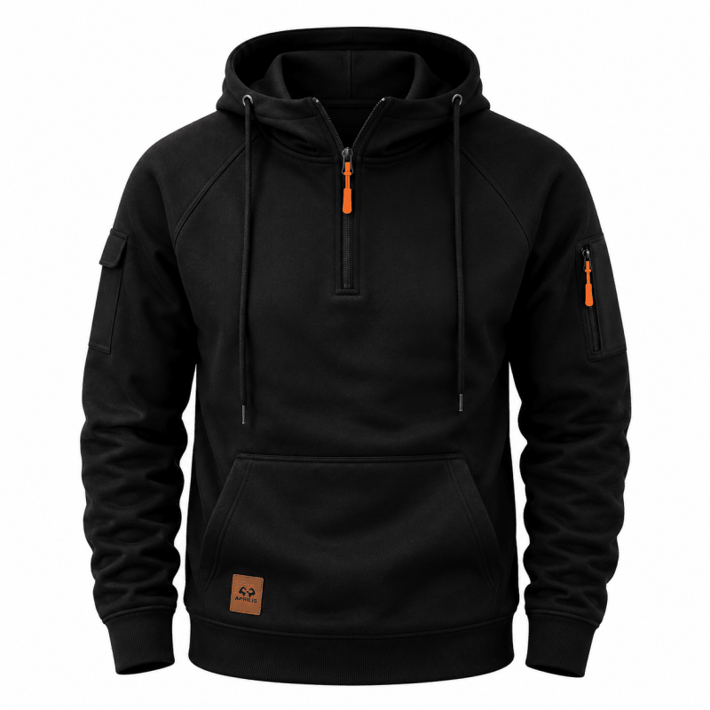 HALF ZIP HOODED SWEATSHIRT FOR MEN