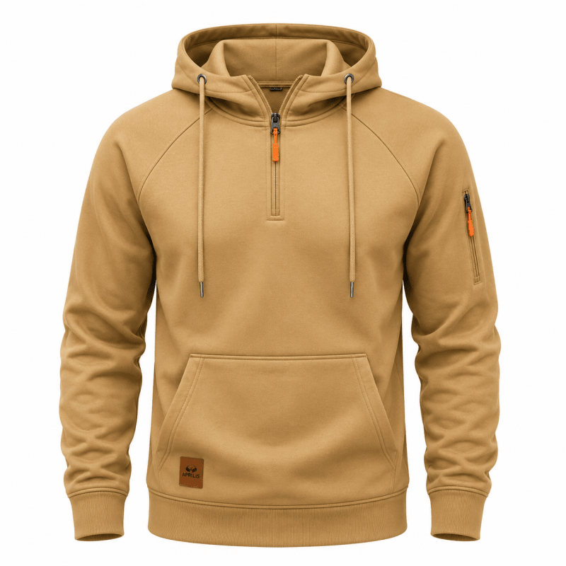 HALF ZIP HOODED SWEATSHIRT FOR MEN