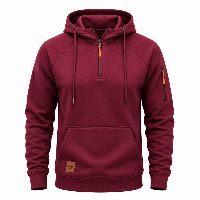 HALF ZIP HOODED SWEATSHIRT FOR MEN