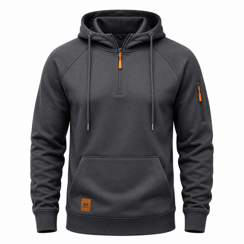 HALF ZIP HOODED SWEATSHIRT FOR MEN
