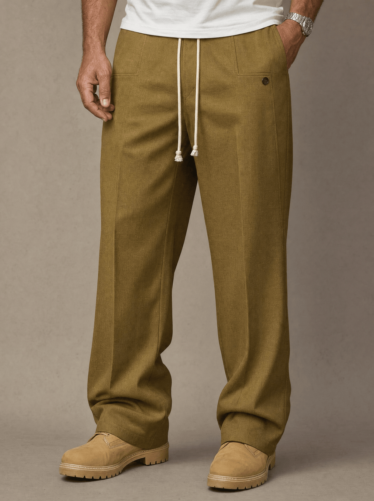 RELAXED FIT COTTON TROUSERS FOR MEN