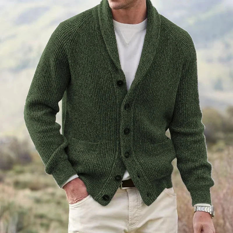 RIBBED SHAWL COLLAR CARDIGAN FOR MEN