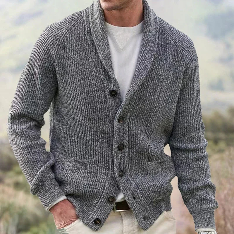 RIBBED SHAWL COLLAR CARDIGAN FOR MEN