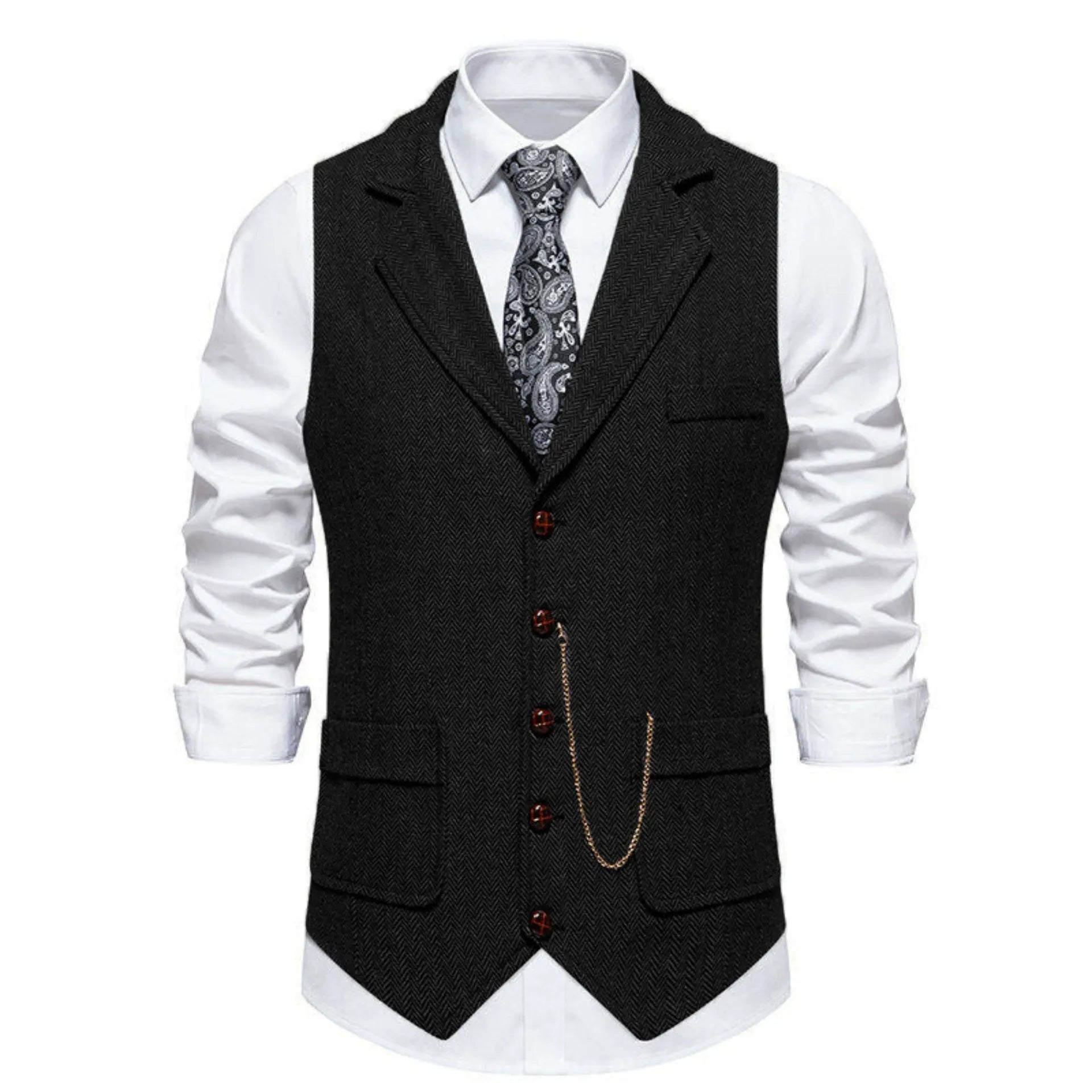 HERRINGBONE WAISTCOAT FOR MEN