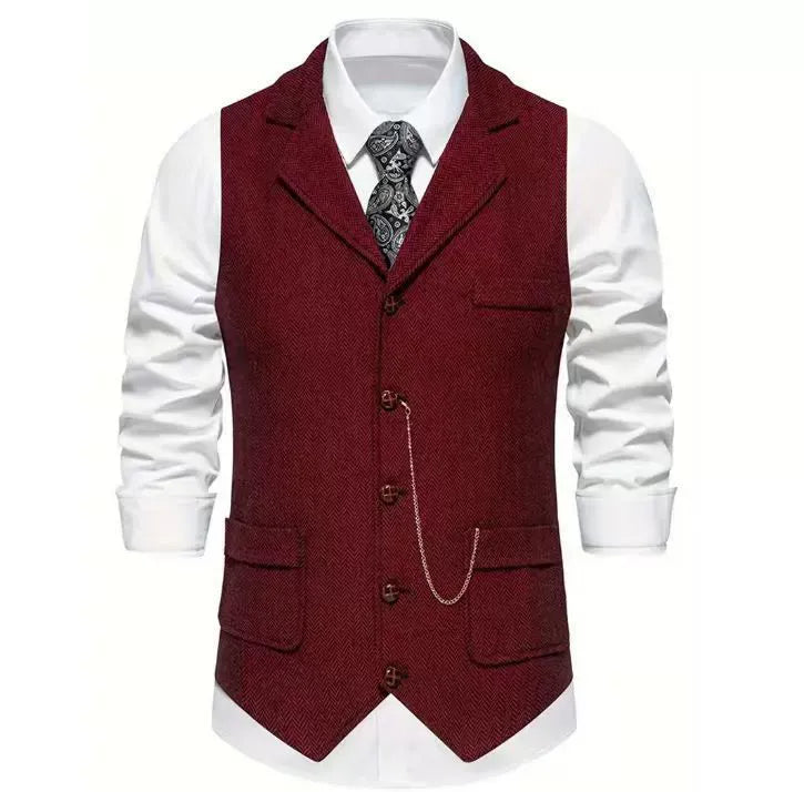 HERRINGBONE WAISTCOAT FOR MEN